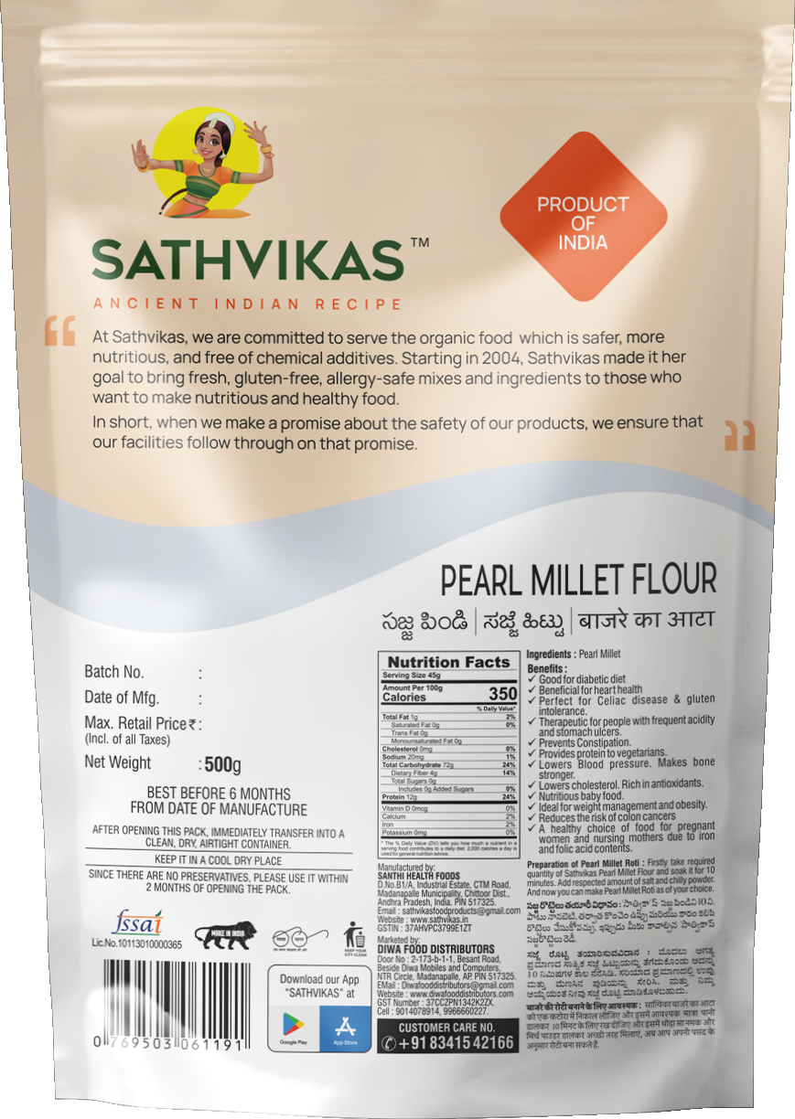 Sathvikas Sajjalu Flour / Pearl Millet Flour