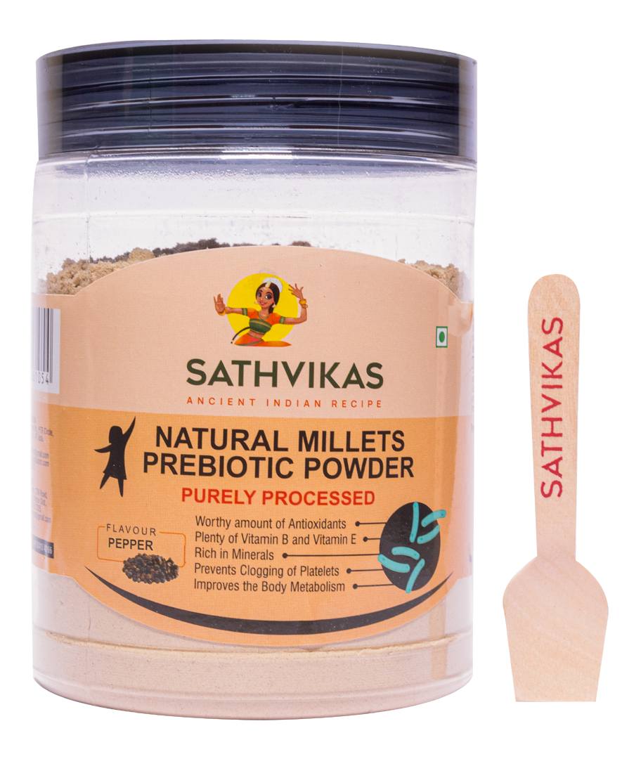 Sathvikas Natural Millets Prebiotic Powder (Pepper Flavour) 